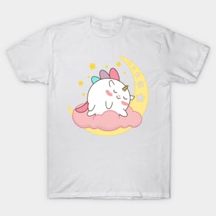 Cute unicorn sleep on moon T-Shirt